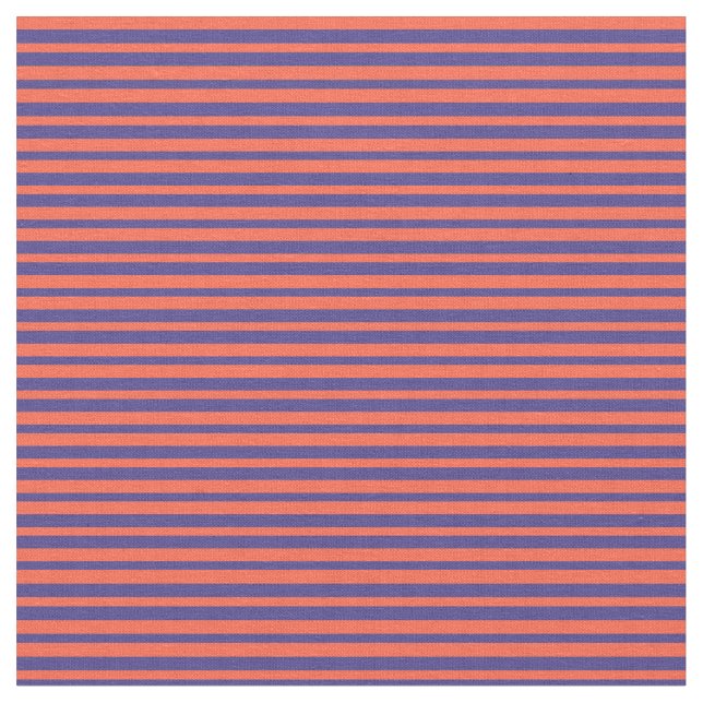 Red and Dark Slate Blue Striped Pattern Fabric (Close Up)