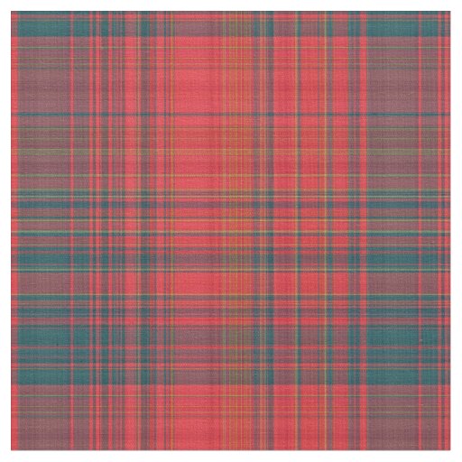 Red and Dark Teal Plaid Fabric