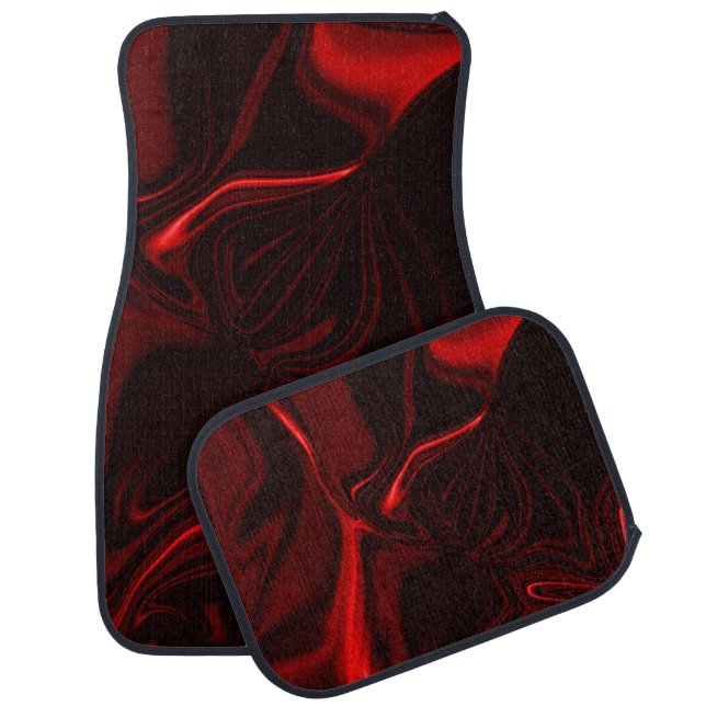 Red and dark undulations on dark background  car floor mat (Set)