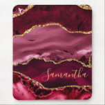 Red and Fake Gold Glitter Marble Agate Mouse Pad<br><div class="desc">Red and Fake Gold Glitter Marble Agate design</div>