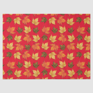 Red And Fall Color Leafs Pattern Tissue Paper