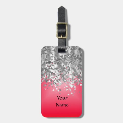 Red and faux glitter luggage tag