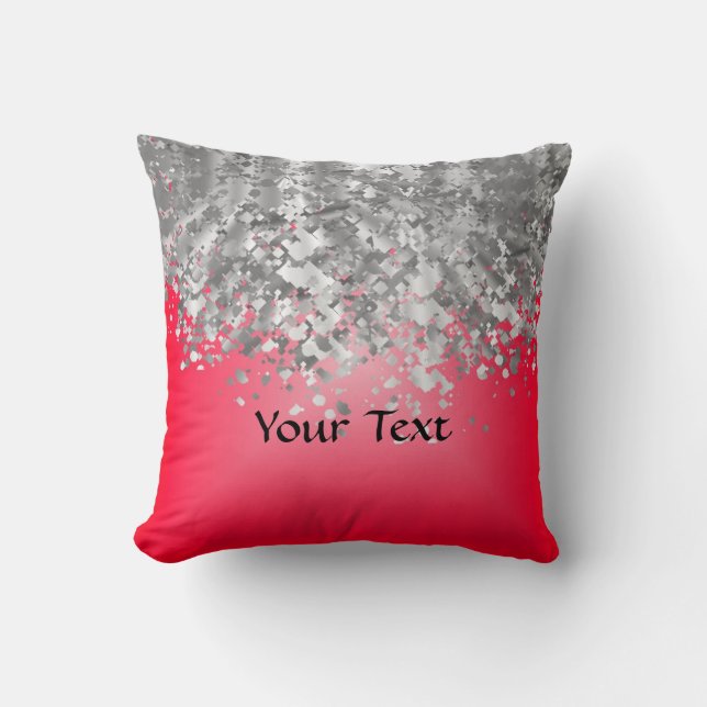 Red and faux glitter throw pillow (Front)