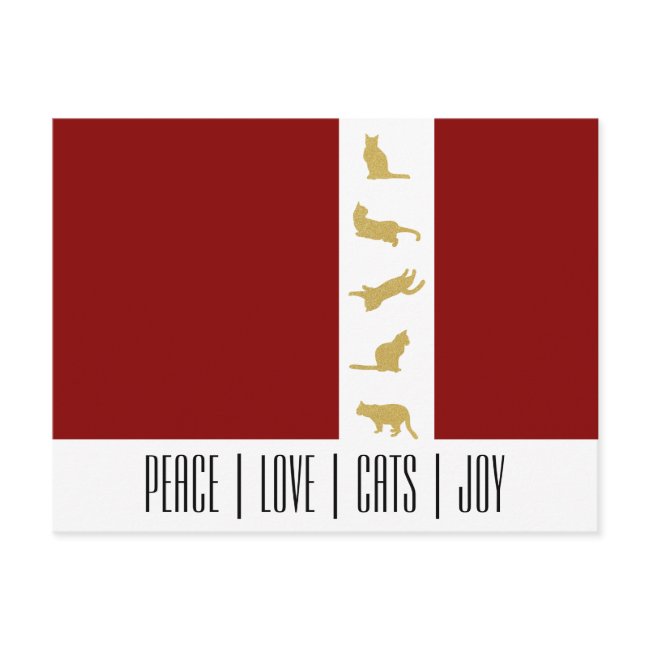 Red and Faux Gold Cat Lover Funny Christmas