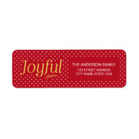 Red and Faux Gold Joyful Holiday Address Label