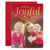 Red and Faux Gold Joyful Holiday Photo Card