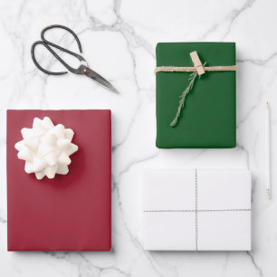 Red and Forest Green and White Holiday Gift Wrapping Paper Sheets
