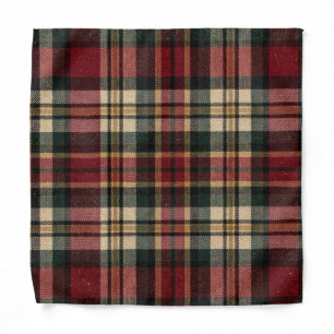 Red And Forest Green Flannel Plaid Bandana