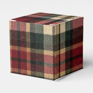 Red And Forest Green Flannel Plaid Favor Boxes