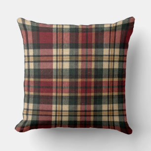 Red And Forest Green Flannel Plaid Throw Pillow