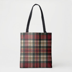 Red And Forest Green Flannel Plaid Tote Bag