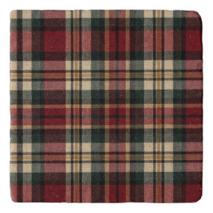 Red And Forest Green Flannel Plaid Trivet