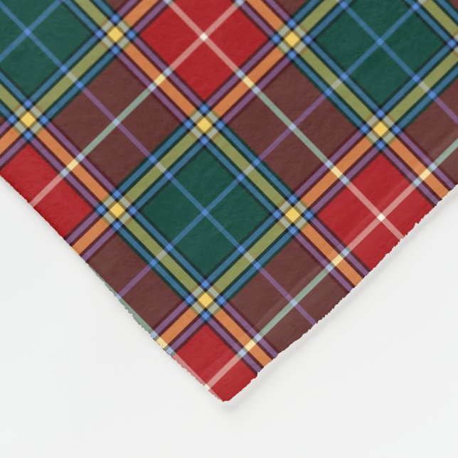 Red and Forest Green Plaid Clan Baxter Tartan Fleece Blanket (Corner)