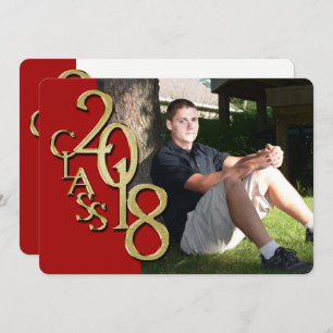 Red and Gold 2018 Graduation Invitation