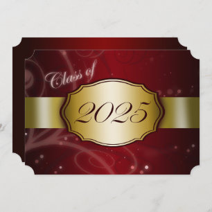 Red and Gold 2025 Graduation Party Invitation