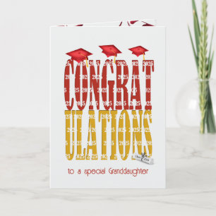 Red and Gold 2026 Graduation for Granddaughter Card