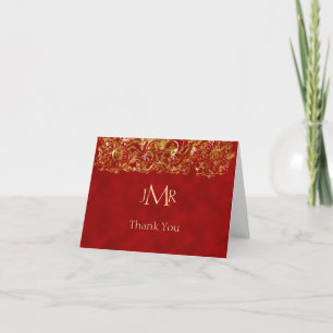 Red and Gold 40th Anniversary You Thank Thank You Card