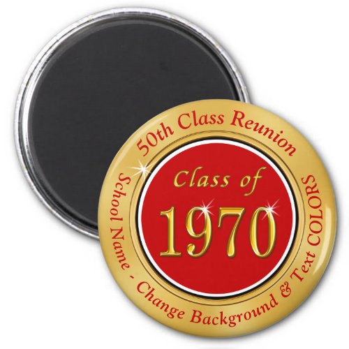 Red and Gold 50th High School Reunion Gifts Magnet