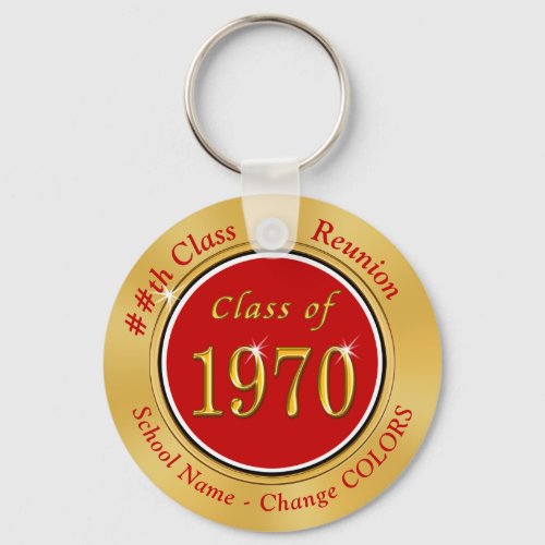 Red and Gold 55th Class Reunion Class of 1970 Keychain