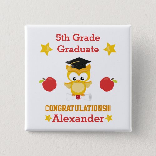 Red and Gold 5th grade graduate Button