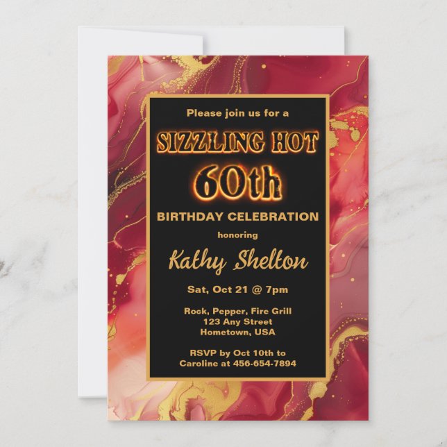 Red and Gold 60th Birthday Invitation (Front)