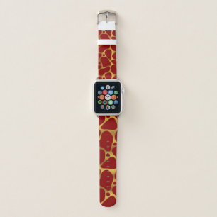 Red and gold abstract giraffe pattern apple watch band