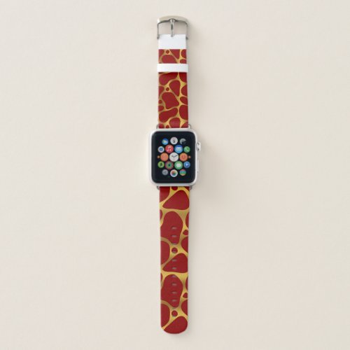 Red and  gold abstract giraffe pattern apple watch band