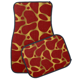 Red and gold abstract giraffe pattern car floor mat
