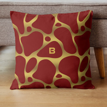 Red And Gold Abstract Giraffe Pattern Throw Pillow by artOnWear at Zazzle