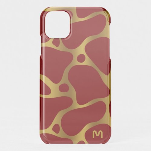 Red and gold abstract giraffe pattern iPhone 11 case