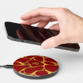 Red and gold abstract giraffe pattern wireless cha charger  (Hand)