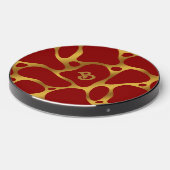 Red and gold abstract giraffe pattern wireless cha charger  (Front 2)