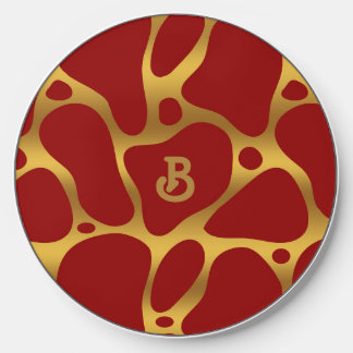 Red and gold abstract giraffe pattern wireless cha charger 