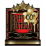 Red and Gold Abstract Happy 00th Birthday Cutout<br><div class="desc">Table Topper Cutout. ⭐This Product is 100% Customizable. Graphics and / or text can be added, deleted, moved, resized, changed around, rotated, etc... 99% of my designs in my store are done in layers. This makes it easy for you to resize and move the graphics and text around so that...</div>