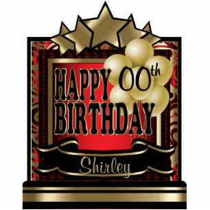 Red and Gold Abstract Happy 00th Birthday Cutout