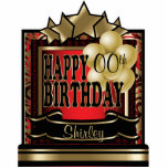 Red and Gold Abstract Happy 00th Birthday Cutout<br><div class="desc">Table Topper Cutout. ⭐This Product is 100% Customizable. Graphics and / or text can be added, deleted, moved, resized, changed around, rotated, etc... 99% of my designs in my store are done in layers. This makes it easy for you to resize and move the graphics and text around so that...</div>