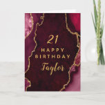 Red and Gold Agate Happy Birthday Card<br><div class="desc">This elegant and glamorous birthday card can be personalized with a name or title such as mom, daughter, granddaughter, niece, friend etc. The design features a red agate marble background with faux gold glitter accents. The text combines handwritten script and modern sans serif fonts for a classy and sophisticated look....</div>