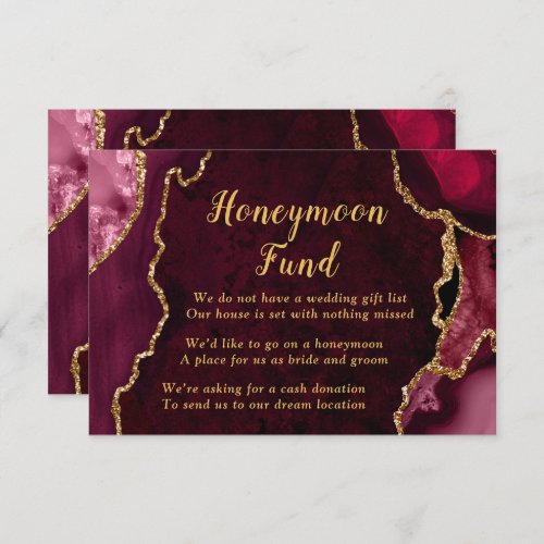Red and Gold Agate Honeymoon Fund Enclosure Card
