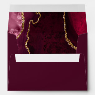 Red and Gold Agate Marble Birthday Party Envelope