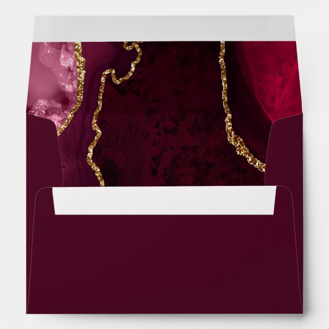 Red and Gold Agate Marble Birthday Party Envelope (Back (Bottom))