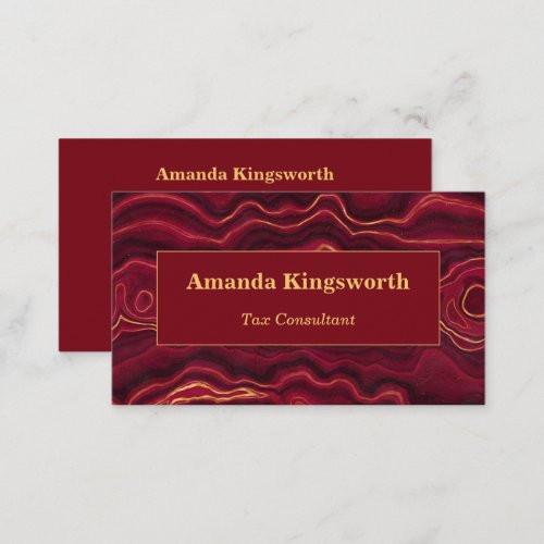 Red and Gold Agate Professional personalized Business Card