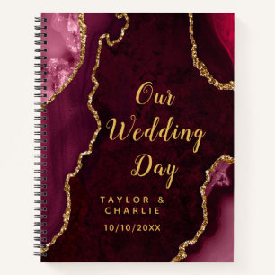 Red and Gold Agate Wedding Planner Notebook