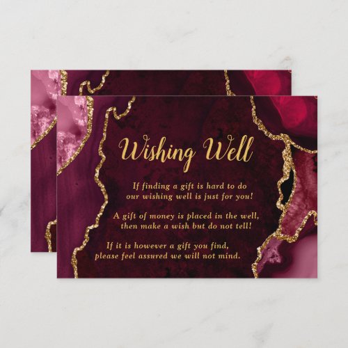Red and Gold Agate Wedding Wishing Well Enclosure Card