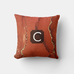 Red and Gold Alcohol Ink Liquid Abstract Art Throw Pillow