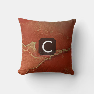 Red and Gold Alcohol Ink Liquid Abstract Art Throw Pillow