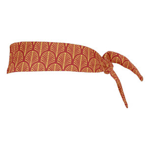 Red and gold Art Deco pattern Tie Headband