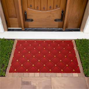 Red and gold art nouveau design doormat