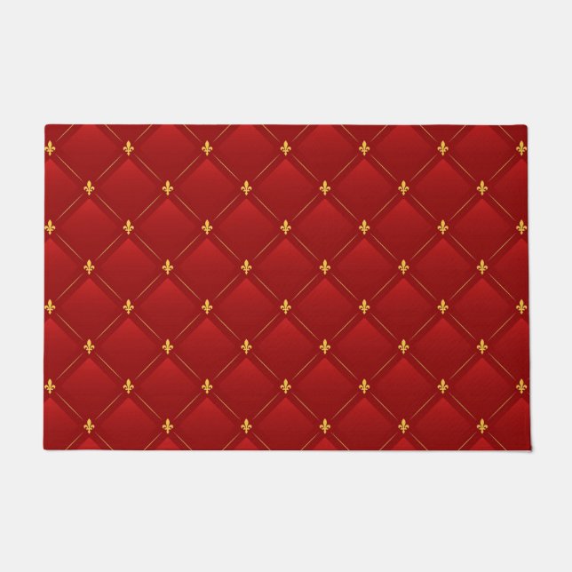 Red and Gold Art Nouveau Doormat (Front)