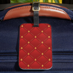 Red and Gold Art Nouveau Luggage Tag