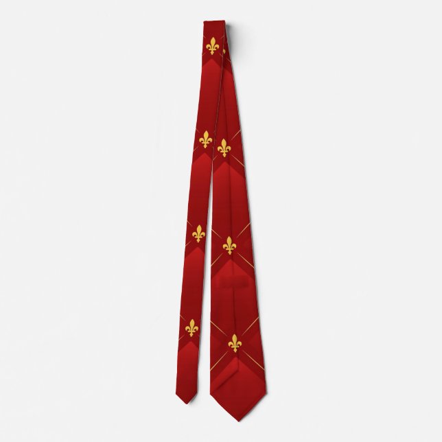 Red and Gold Art Nouveau Neck Tie (Back)